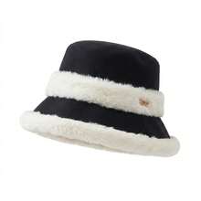 1pc Women's Minimalist Colorblock Fleece Bucket Hat, Warm And Cold-Resistant, Fleece Lining With Ear Flaps, Suitable For Daily Wear, Outings And Autumn/Winter - MM1709 - View 3