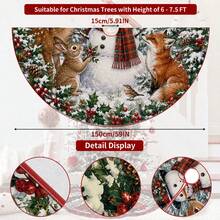 1件裝雪人動物圖案聖誕樹裙，優雅配色節日裝飾，5種尺寸，中性節日禮物，適合居家與派對聖誕裝飾 - 雪人動物 - 查看 10