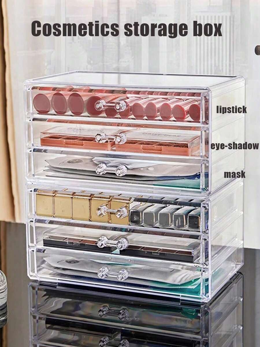 Acrylic Desktop Storage Box, Cosmetic Storage Box, Single Transparent Lipstick Eyeshadow Mask Storage Box - Clear - View 1