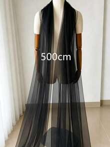 1pc White Bridal Tulle Minimalist Scarf Shawl, Off-Shoulder Cape Accessory For Wedding Dress - Multicolor - View 8
