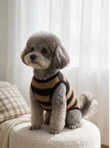 Little Brown Bear Black & Yellow Striped Pet Clothes, Suitable For Kittens And Puppies - Mustard Yellow - View 2