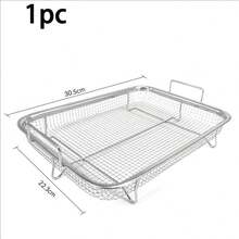 1 Set Multifunctional 2-In-1 Stainless Steel Oil Drainer & Baking Tray Set, Rectangular Oil Control Rack Cooked Food Filter Tray, Stainless Steel Material, Suitable For Home Oven Fried Chicken Wings And French Fries, Deep Frying And Grilling, Kitchen Filter, Outdoor Camping BBQ, Home Kitchen Supplies, Home Oven Baking, Air Fryer Baking Accessories, Suitable For Autumn Promotion, Halloween And Christmas Events - Multicolor - View 13