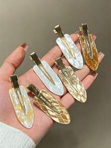 12/6/3/1pc Gold Seamless Hair Clips, Side Bangs Clips, Suitable For Face Washing, Makeup And Masking, Straight Duckbill Hair Clips, Suitable For Daily Use - Multicolor - View 3