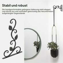 Plant Holder Wall Mount 2-Pack 30*19 Cm Black Metal, Lantern-Design Hanging Basket Bracket, Versatile Wall Hook For Flower Pots, Hanging Plants, Wind Chimes For Garden Terrace Balcony - 2pcs - View 4