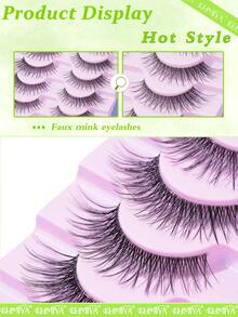 10 Pairs Transparent Stem Cross-Style Eye-Elongating False Eyelashes, Soft And Comfortable - Black - View 4