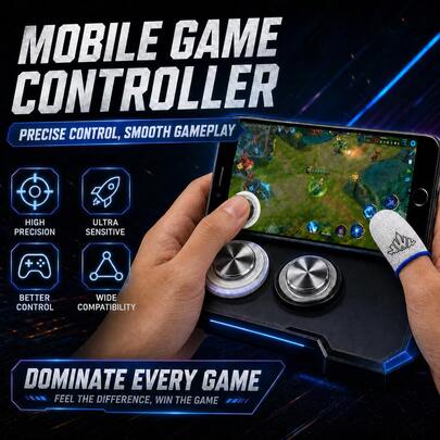 Pulsanti assistiti HoK dedicati per il movimento nei giochi mobile, joystick a ventosa compatibile con iPhone e Android, per smartphone e tablet con touchscreen, con guanti per dita da gaming (Void-Black & Lumina-White)