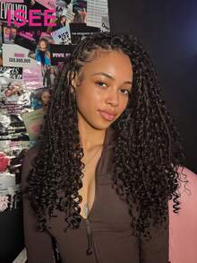 ISEE Burmese Curly Crochet Human Hair 16-24 Inch Dark Brown Color For Boho Braids Invisible Miracle Knots Style - S2 - View 3