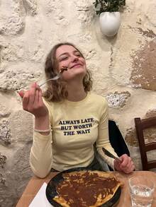 Women's Casual Graphic Print Round Neck Solid Color Regular Shoulder Long Sleeve Top - Yellow - View 7