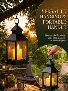 Retro Lantern Decor, LED Flickering Flameless Candle Battery Powered LED Hanging Lamp, Suitable For Indoor Outdoor Garden Patio Home Decor - Hand-held Candle Lantern - View 5