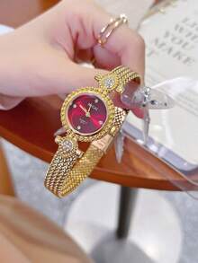 1pc New Fashionable Gold Women's Watch, Retro Luxury Minimalist Elegant Versatile Ladies Quartz Watch Gift - Silver - View 7