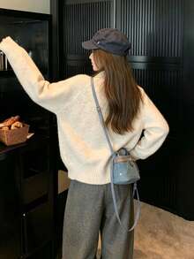 Women's Autumn/Winter New Lace Collar Patchwork Knit Cardigan Top - Apricot - View 11