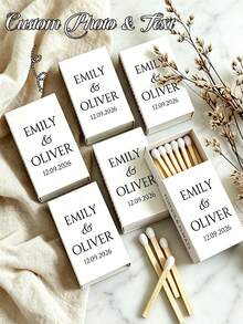 Customized Matchbox, Personalized Wedding Party Matchbox,(Matchbox Only, Matches Not Included). Personalized With Images, Logos And Text, Suitable For Weddings, Various Party, Birthday Celebrations, Anniversary Souvenir, Event Favor. - Multicolor - View 5