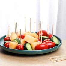 300pcs Cocktail Picks, Portable Thin Toothpicks, Food Picks, Suitable For Cocktails, Party Snacks, Outdoor Food Forks, Fruit Picks, Length 2.65 Inches/6.5 Cm - Natural Wood Color - View 4