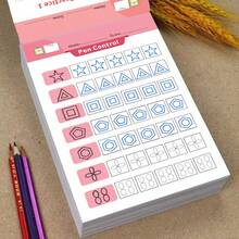 Pen Control Training Workbook, 60‑Pages Tracing Practice Book For Toddlers, Shape & Line Drawing Basic Exercise Book, Preschool Handwriting Educational Toy, Kids Reading & Writing Early Learning Supplies - Mint Blue - View 3