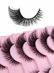 10 Pairs Fox Eye & Cat Eye False Eyelashes, Flared Ends Elongate Eyes, Fluffy Soft Natural Long Faux Mink Lashes Sexy Makeup Effect - Black - View 2
