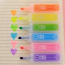 Minimalist Fluorescent Highlighter Pens, Fresh Creative Candy Color Marker Pens, Multi-Color Large Capacity Fluorescent Note Marker Pens, Office Stationery - Multicolor - View 1