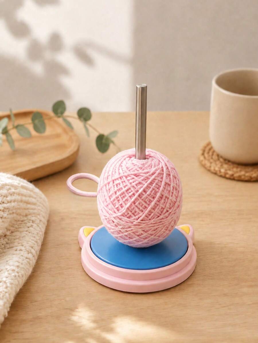 1pc 360° Rotating Yarn Holder, Macaron Fresh Style Cat Ear Design Yarn Spool, Home Yarn Storage Rack, Anti-Tangle, Compact And Portable, Suitable For Yarn Balls, Cotton Balls, Perfect For Knitting Enthusiasts And Home DIY Crafts - Yarn Spool - View 1