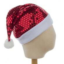 1pc/2pcs Rhombus Sequin Christmas Hat, Santa Claus Reflective Hat Costume Headpiece For Bar Party Christmas Decoration - A - View 6