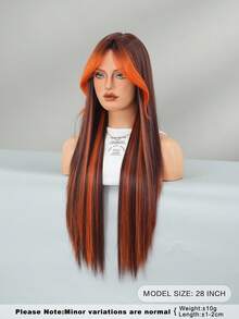 AKAKO 28in Long Straight Highlighted Wig Suitable For Daily Wear - Multicolor - View 4