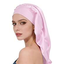 Wide Brim Quick-Dry Solid Color Satin Shower Cap/Hair Cap, Portable Women's Sleep Cap With Elastic Tie, Suitable For Women's Hair, Bathroom Accessory, Hair Accessory, Travel Essential - Multicolor - View 16