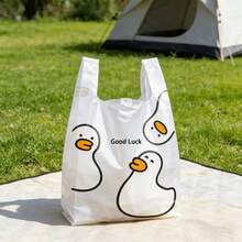 50pcs White Duck Plastic Bags, Disposable Plastic Bags, Gift Packaging Bags, Thickened Shopping Tote Bags, Plastic Packaging Bags, Multi-Scenario Use - View 6