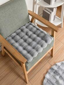 1pc Comfortable Plush Square Seat Cushion, Bubble Texture Faux Rabbit Fur Surface, Soft Thickened Design, Suitable For Vanity Stool, Dining Chair And Computer Chair, Women's Room Decor, Autumn Home Decor, Indoor Living Room And Bedroom Use - Multicolor - View 10