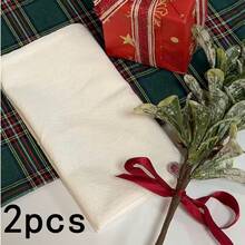 1/2/6pcs White Textured Fabric Napkins, Solid Color Foldable Shaped Cloth Napkins, French Country Christmas Party Home Dining Table Napkins - Multicolor - View 17