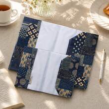 A5/A6 Japanese‑Style Vintage Patchwork Indigo Fabric Book Cover, Traditional Wabi‑Sabi Pattern Book Protector, Durable Adjustable Journal Sleeve - Sets - View 6