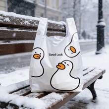 50pcs White Duck Plastic Bags, Disposable Plastic Bags, Gift Packaging Bags, Thickened Shopping Tote Bags, Plastic Packaging Bags, Multi-Scenario Use - View 7