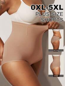 1pc Women's High Waist Tummy Control Butt Lift Shaping Black Smooth Seamless Plus Size Shapewear Bottoms PAUKEE - Mocha Brown - View 2