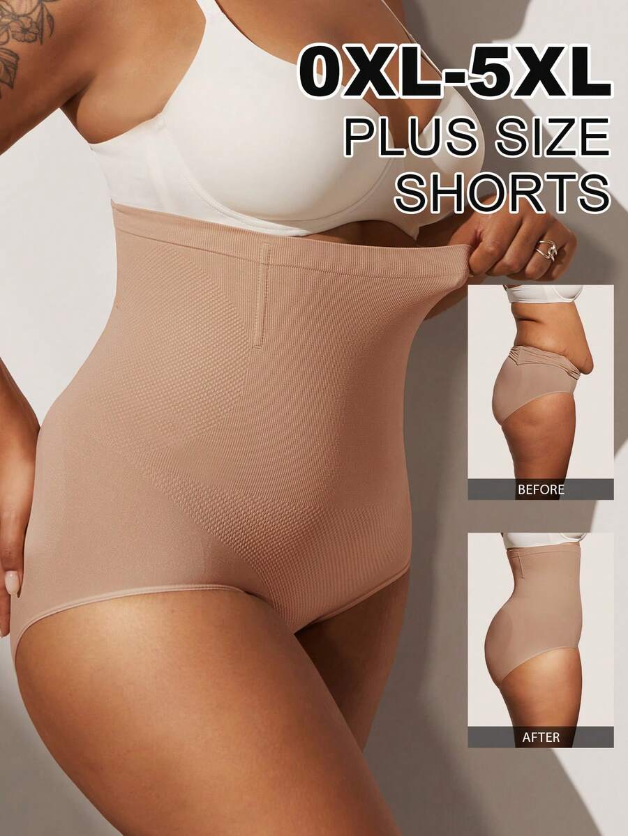 1pc Women's High Waist Tummy Control Butt Lift Shaping Black Smooth Seamless Plus Size Shapewear Bottoms PAUKEE