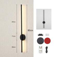 Long Rechargeable Wireless LED Wall Light, Dimmable Battery Powered Wall Lamp, Suitable For Bedroom, Living Room, Staircase, Hallway, Rental Home Decor Gift - Black - View 8