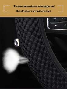 Elastic Steering Wheel Cover, Warm In Winter, Cool In Summer, Universal 15 Inches (About 38.1 Cm), Microfiber Breathable - A - View 3