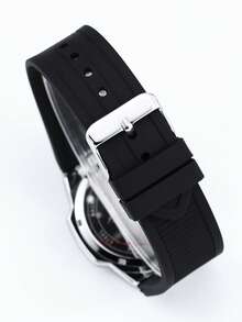 1 DENVOSI Men's Silicone Strap With Luminous Stripe, Nail Scale, Fashion, Business, Waterproof, Date Display, Quartz Watch, Daily Decoration - Silver - View 5