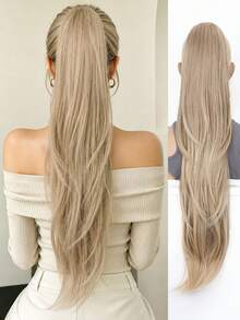 26 Inch Long Layered Drawstring Ponytail Hair Extensions For Women, Straight Clip-In Hairpiece, Thick Ponytail, Easy Wear Hair Extension For Christmas, Halloween, Parties & Special Occasions - Multicolor - View 3