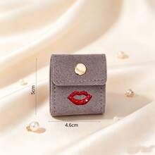 Tas Penyimpanan Perhiasan Mini dengan Dekorasi Bibir Berlian Imitasi, Organizer Cincin & Anting Portabel dengan Kancing Jepret, Kotak Perhiasan Kecil yang Dapat Dilipat, Kantong Aksesori Perjalanan yang Ringkas, Ringan untuk Penggunaan Sehari-hari & Perjalanan, Hadiah Istimewa untuk Kolektor Perhiasan - MultiWarna - View 10
