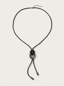 Altistry 1pc Fashionable Casual Black Necklace Chain Sweater Chain For Women, Suitable For Daily Wear - Black - View 2