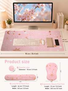 Pink Mouse Pad, Desk Pad, Suitable For Keyboard And Mouse. Ergonomic Desk Pad Set, Large Mouse Pad, Wrist Rest, Lovely Lady Desktop Accessories, Teacher Desktop Decoration Home Office - View 9