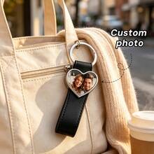 1 pieza Llavero de cuero PU personalizado, llavero de imagen exclusiva personalizada de múltiples formas, personalización de llavero familiar, llavero de regalo festivo con personalización exclusiva - Multicolor - Ver 4