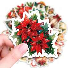 50pcs Vintage Artistic Christmas Stickers, Self-Adhesive Decorative Labels, Stationery Stickers Suitable For Scrapbooking, Journaling, Notebook Making, Card Making, Gift Wrapping, Planner And Creative Projects - Multicolor - View 6