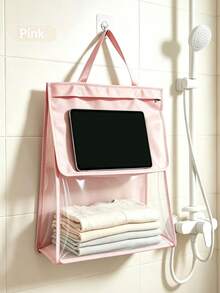 1pc Hanging Tissue Storage Bag, Wall‑Mount No‑Drill Large‑Capacity Waterproof Pouch, Solid Color Plain Pattern, Minimalist Practical Style For Adults, All‑Season For Kitchen Bathroom Bedroom Dorm Occasion, Convenient Tissue Organizer Holder - Multicolor - View 15