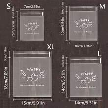 100pcs Transparent Self-Sealing Adhesive Gift Bags With Inspirational Handwritten Quotes - Reusable Plastic Bags, Suitable For Cookies, Snacks, Gifts, Parties And Special Occasions, Simple Pattern Design, Convenient Sealing - Multicolor - View 2