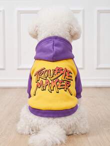 The 3estie 3eastie 1pc Funny English Fashion Pet Hoodie Sweatshirt, Suitable For Chihuahua And Small Dogs, Physical Flea Protection, Pet Dog Clothes, Fashionable Hoodie Sweatshirt For Cats And Dogs, Indoor And Outdoor - Multicolor - View 3