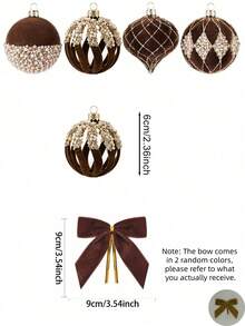 12/8/1pc-Brown Flocked Christmas Ball Ornaments, Christmas Ball Decorations, Christmas Tree Hanging Decor, Christmas Decorations, Christmas Supplies, Christmas Outdoor Decor, Christmas Home Decor, Suitable For Christmas Tree Decoration, Handmade, Suitable For Holiday Parties, Fireplace Decoration, Holiday Hanging Decor, Gift Decoration, Bag Hanging Decor - Brown - View 10
