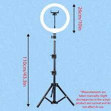 Borriig 10-Inch Adjustable LED Ring Light + 110cm Tripod Stand (Adjustable Height), Multi-Level Brightness, 2-In-1 Phone Holder & Selfie Lighting For Live Streaming & Photography - 110cm/43.3in Stand + 26cm/10in Ring Light - View 8