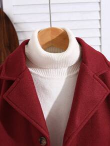 Autumn/Winter Boys Overcoat, Casual Minimalist Comfortable Style, Suitable For Daily Wear, Outdoor Activities, School - Red - View 5