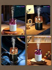 1pc Volcano Aromatherapy Humidifier, Ultrasonic Mist Humidifier With Cracked Volcano LED Atmosphere Night Light, USB Quiet Desktop Air Humidifier, Suitable For Bedroom, Office, Home Decor - one-size - View 10