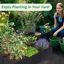 6-Grid Fabric Raised Garden Bed, Large Compartment Non-Woven Fabric Planting Bag, Rectangular Breathable Vegetable Herb Flower Planting Bed, Suitable For Backyard Patio Gardening - B - View 2