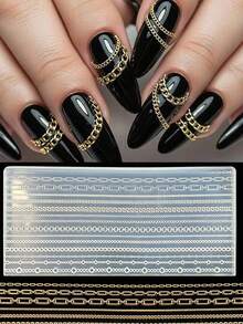 1pc 3D Chain Nail Silicone Mold Multiple Chain Design Nail Template For DIY Y2K Punk Jewelry Nail Art Decoration Manicure Tools - Clear - View 7