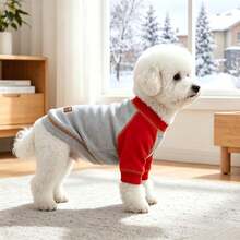 1pc Dog Hoodie, Colorblock Raglan Sleeve Dog Hoodie, Soft And Comfortable Puppy Loungewear, Suitable For Small/Medium Dogs, Cats, For Outdoor And Indoor Use In Cold Autumn/Winter Weather - Red - View 8